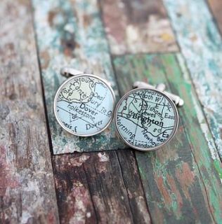 personalised circular map cufflinks by posh totty designs boutique