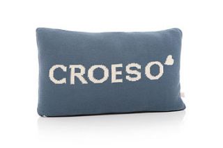 welsh 'croeso' cushion by shruti designs