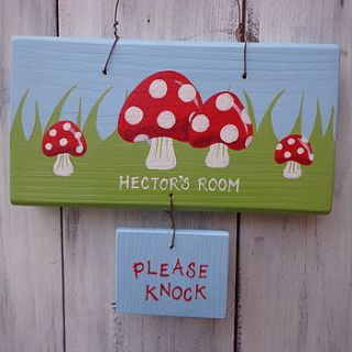 personalised toadstool door sign by giddy kipper