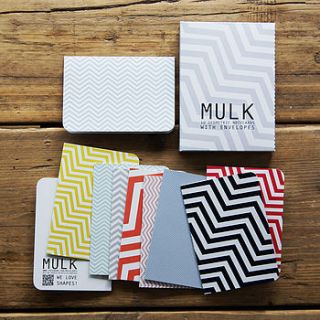 set of 10 recycled geometric cards by mulk