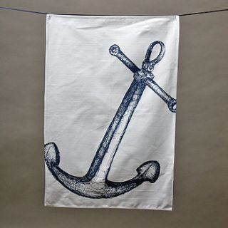 anchor tea towel by cream cornwall