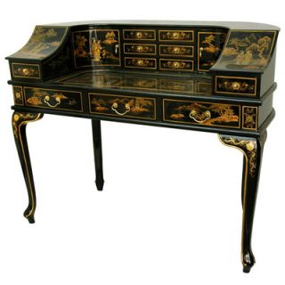 Oriental Furniture Ladys Writing Desk with Gold Chinoiserie