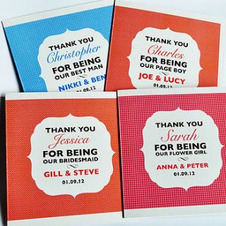 personalised wedding party thank you card by come for a dream