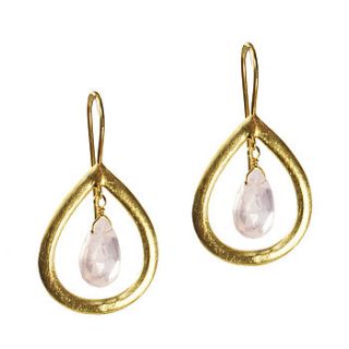 marisa earrings gold and rose quartz by flora bee