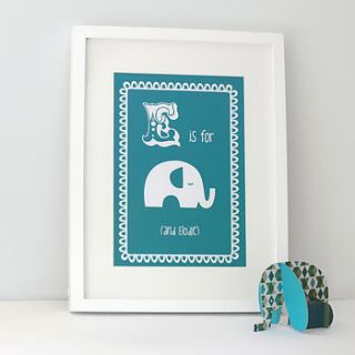 personalised child’s elephant artwork by hullaballoo