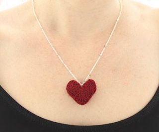 hand knitted valentines heart necklace by jessica joy
