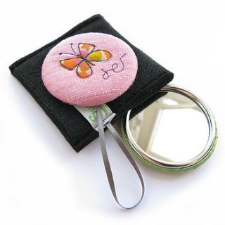 butterfly embroidered handbag mirror by sumptuosity