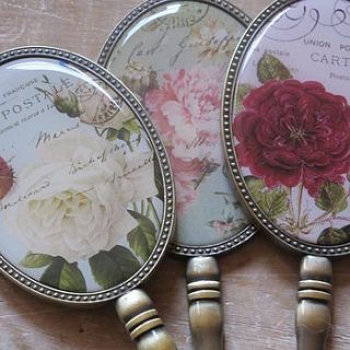 vintage style floral design hand held mirrors by horsfall & wright