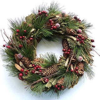 festive fir and berry wreath by country heart
