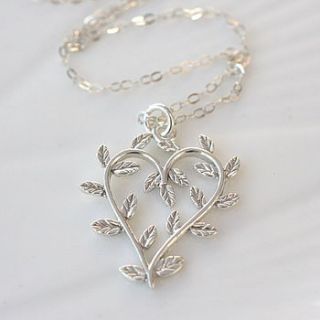 sterling silver leaf heart necklace by magpie living