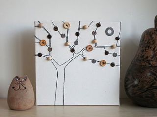 personalised button family tree canvas by thread squirrel