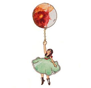 fly away balloon brooch girl by mybearhands