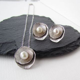silver ivory pearl jewellery set by misskukie