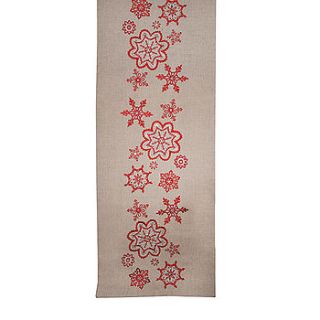 handmade linen snowflake runner by the country cottage shop