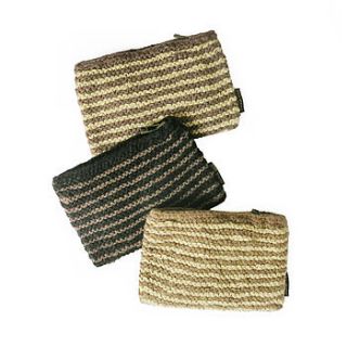 mani banana yarn handknitted zip purse in stripe by aura que