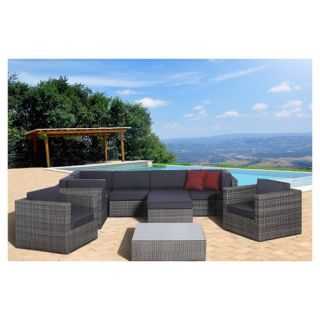Punchbowl 6 Piece Seating Group in Black with Black Sand Cushions