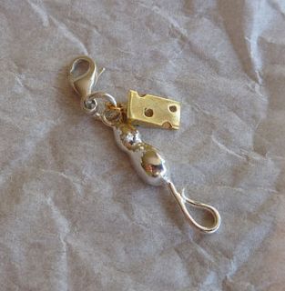 mouse and cheese silver charm by alisonbaxterjewellery