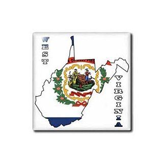 ct_58769_4 777images Flags and Maps   States   West Virginia state flag in the outline map and letters for West Virginia   Tiles   12 Inch Ceramic Tile   Decorative Tiles