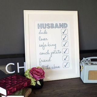 personalised husband checklist print by that lovely shop
