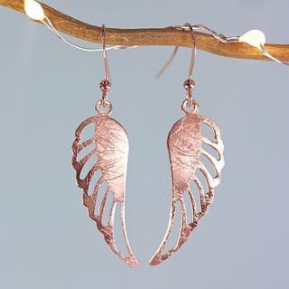 rose gold angel wing earrings by lisa angel