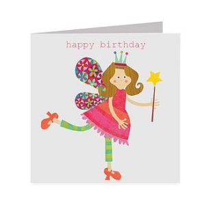 sparkly fairy girl birthday card by square card co
