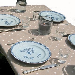 taupe polka dot tablecloth by just a joy