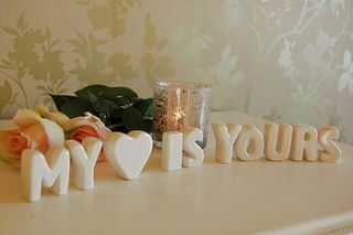 free standing ceramic letters by the gift studio