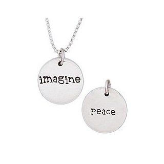 Far Fetched Imagine / Peace Reversible Sterling Silver Necklace Pendant Necklaces Jewelry