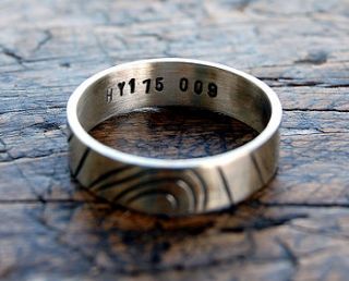 personalised grid reference unisex ring by alison moore silver designs