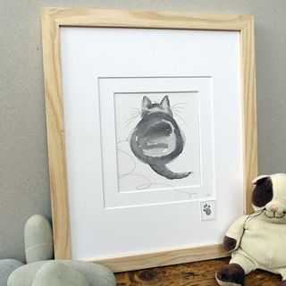 grey cat back print by inky rose