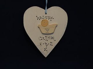 new baby welcome heart plaque by kitty's