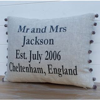 personalised wedding anniversary cushion by bags not war