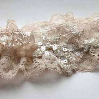 vintage blush wedding garter by faulkner & carter london