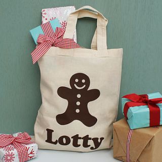 personalised gingerbread man christmas bag by sparks clothing