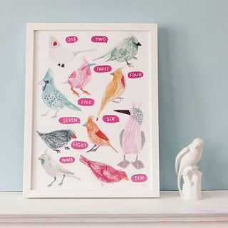 10 birds counting print by hanna melin