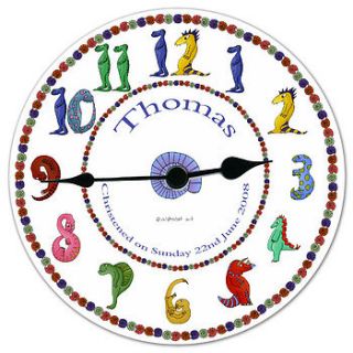dinosaur personalised clock by alphabet gifts