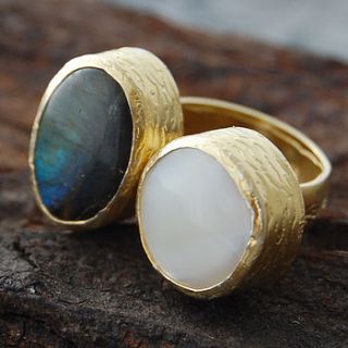 labradorite and pearl cocktail ring by embers semi precious and gemstone designs