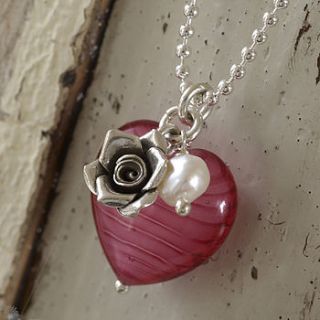 murano glass heart necklace by dirty cherub