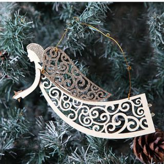 christmas fretwork hanging angels by red berry apple