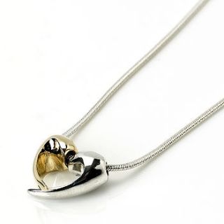 silver and gold loveheart necklace by argent of london