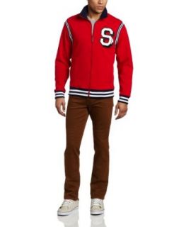 Southpole Men's Mockneck Pique Jacket, Red, X Large Clothing
