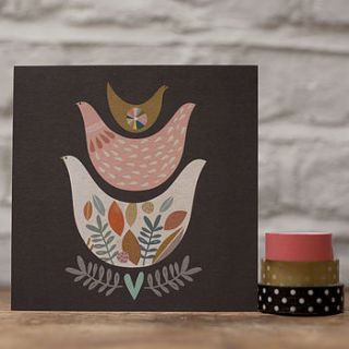 stacked birds greetings card by paper moon