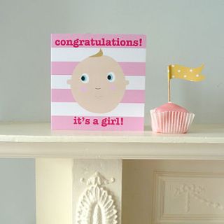 'congratulations it's a girl' card by toby tiger