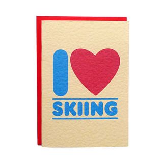 i love skiing handmade christmas card by tea & ceremony
