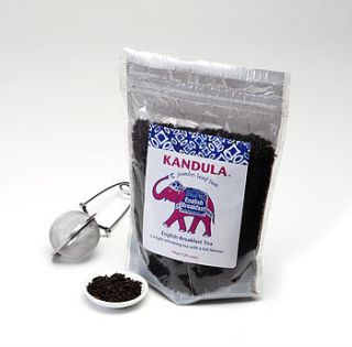 english breakfast loose leaf tea with infuser by the kandula tea company