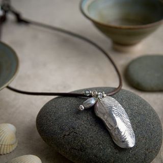 fine silver ‘angel wing’ cockle necklace  by sally clay