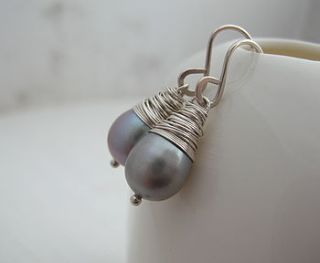 grey baroque pearl earrings by sarah hickey