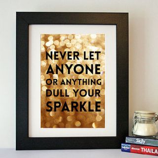 'sparkle' gold quote print by hope and love