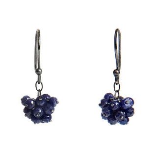 pompom earrings, sapphire by kate wood jewellery