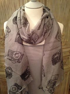 camera print scarf by french grey interiors